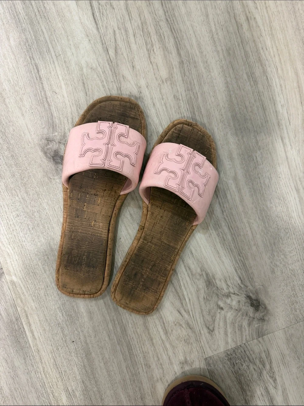 TORY BURCH DOUBLE T SPORT Pink Slide Sandals for Women SIZE 8.5